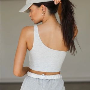 Joah brown single strap crop top xs
